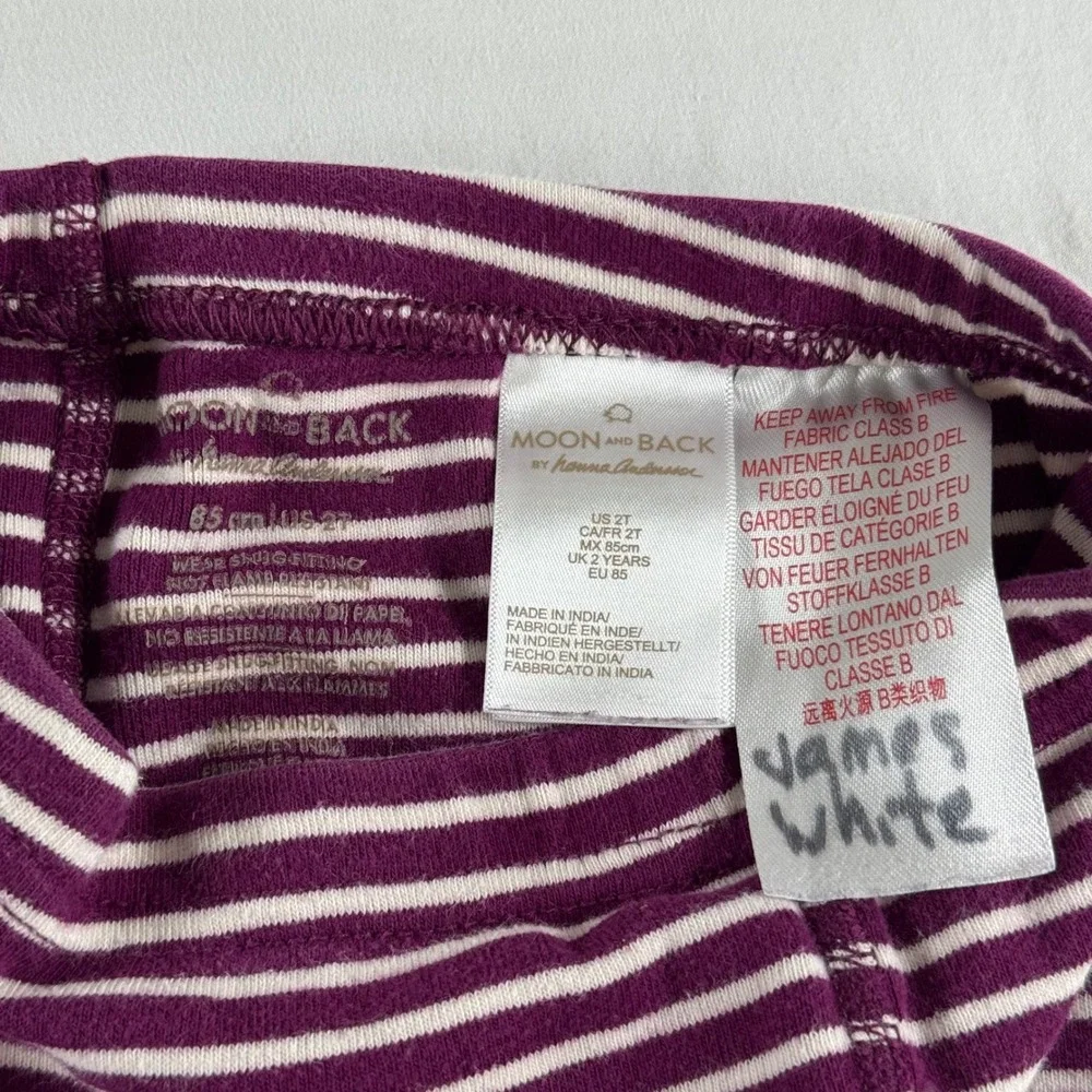 Moon and Back by Hanna Andersson Kid's Size 2T Purple Striped Pajama Set